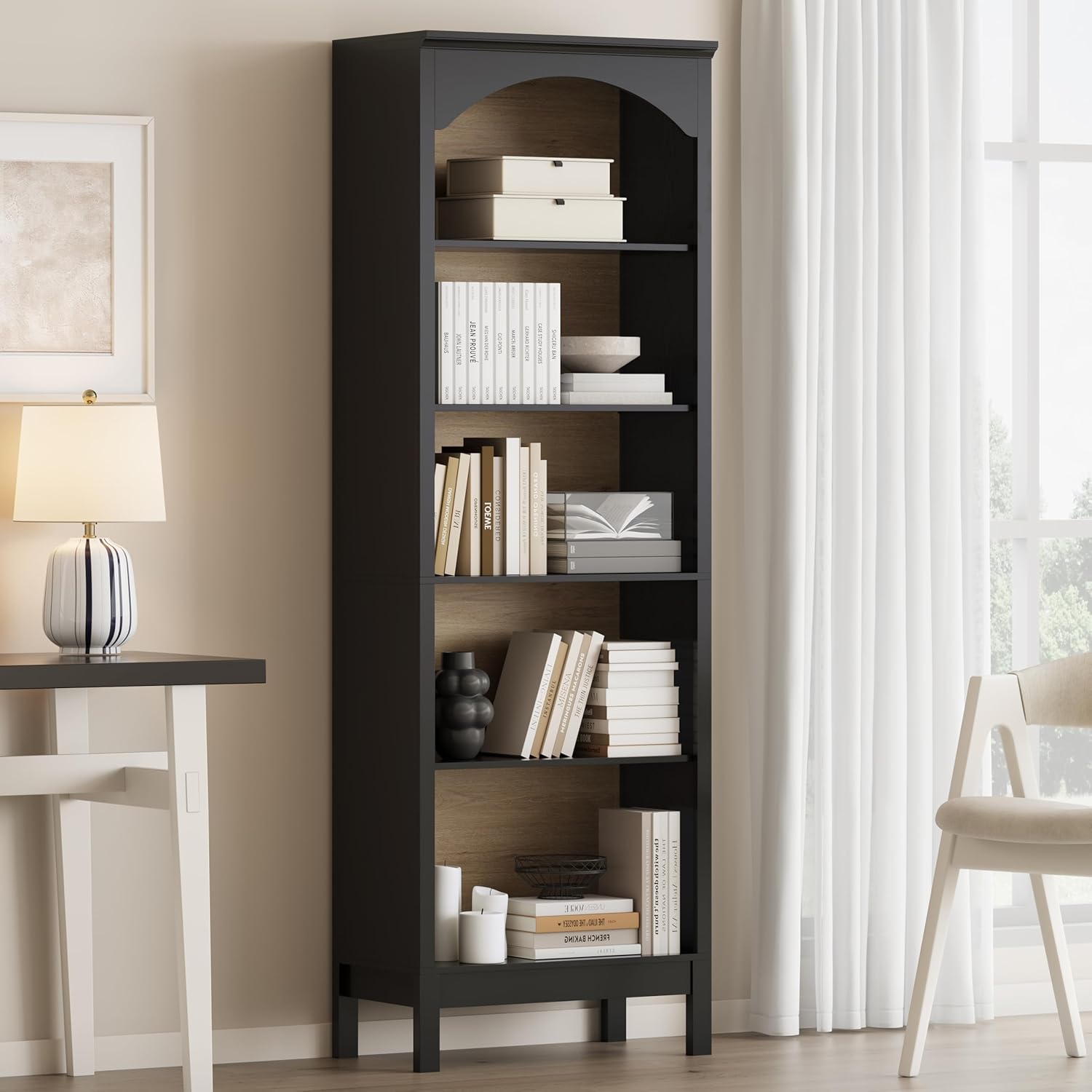 Bookshelf - Arched Bookshelf with 5 Tier Open