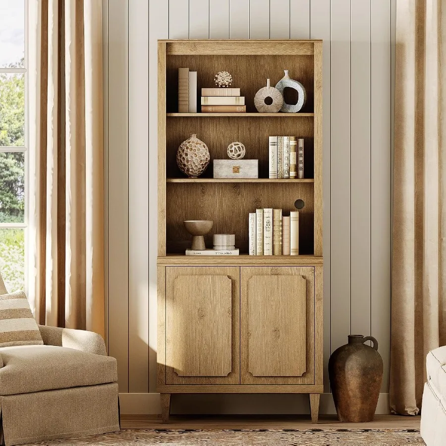 72.8 Tall Bookshelf with Doors - Bookshelf ulasan dan harga