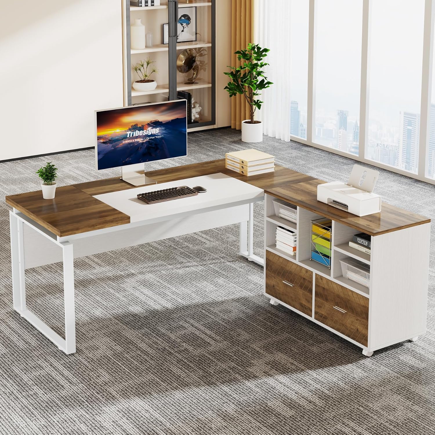 2-Drawer Wood File Cabinet, Mo - Printer Stand ulasan dan harga