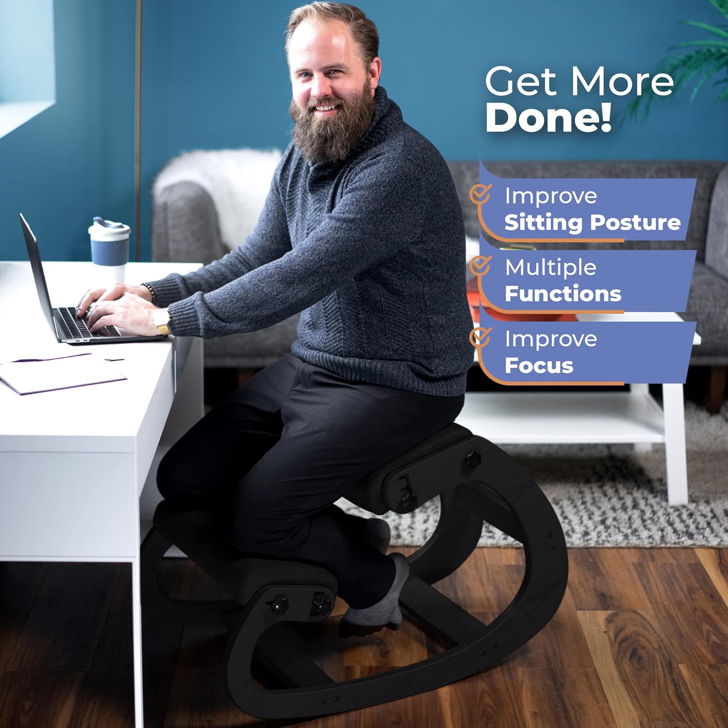 Ergonomic Wooden Kneeling Chai - Office Stool ulasan dan harga