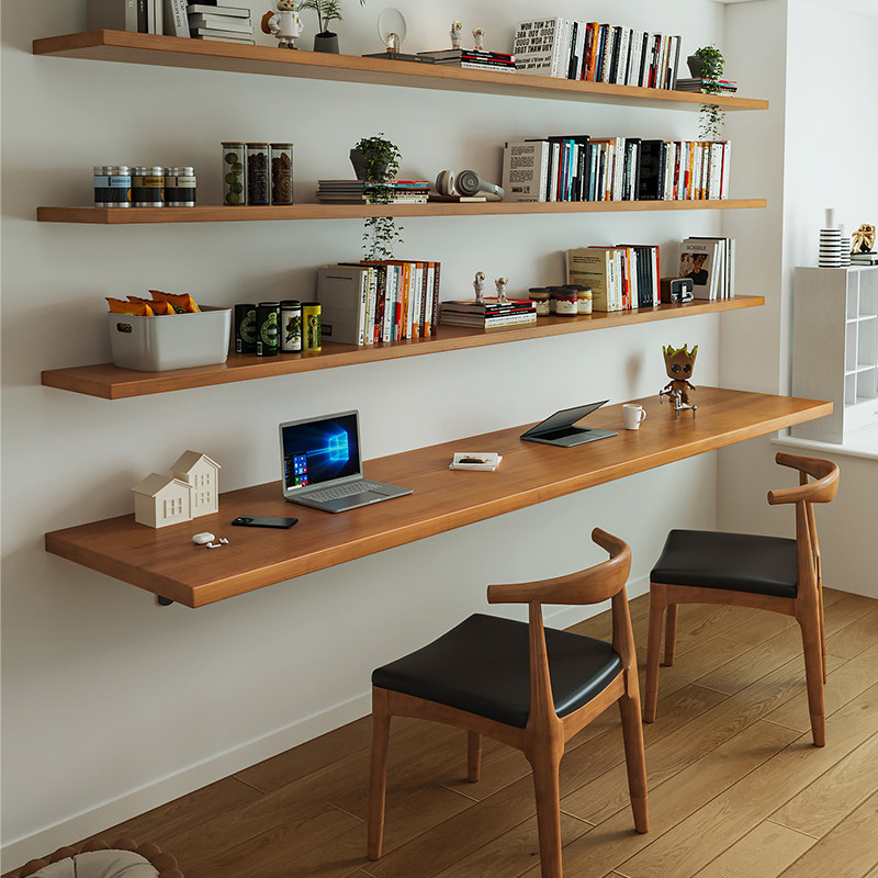 Nordic Solid Wood Desk with Bo - Bookshelf ulasan dan harga
