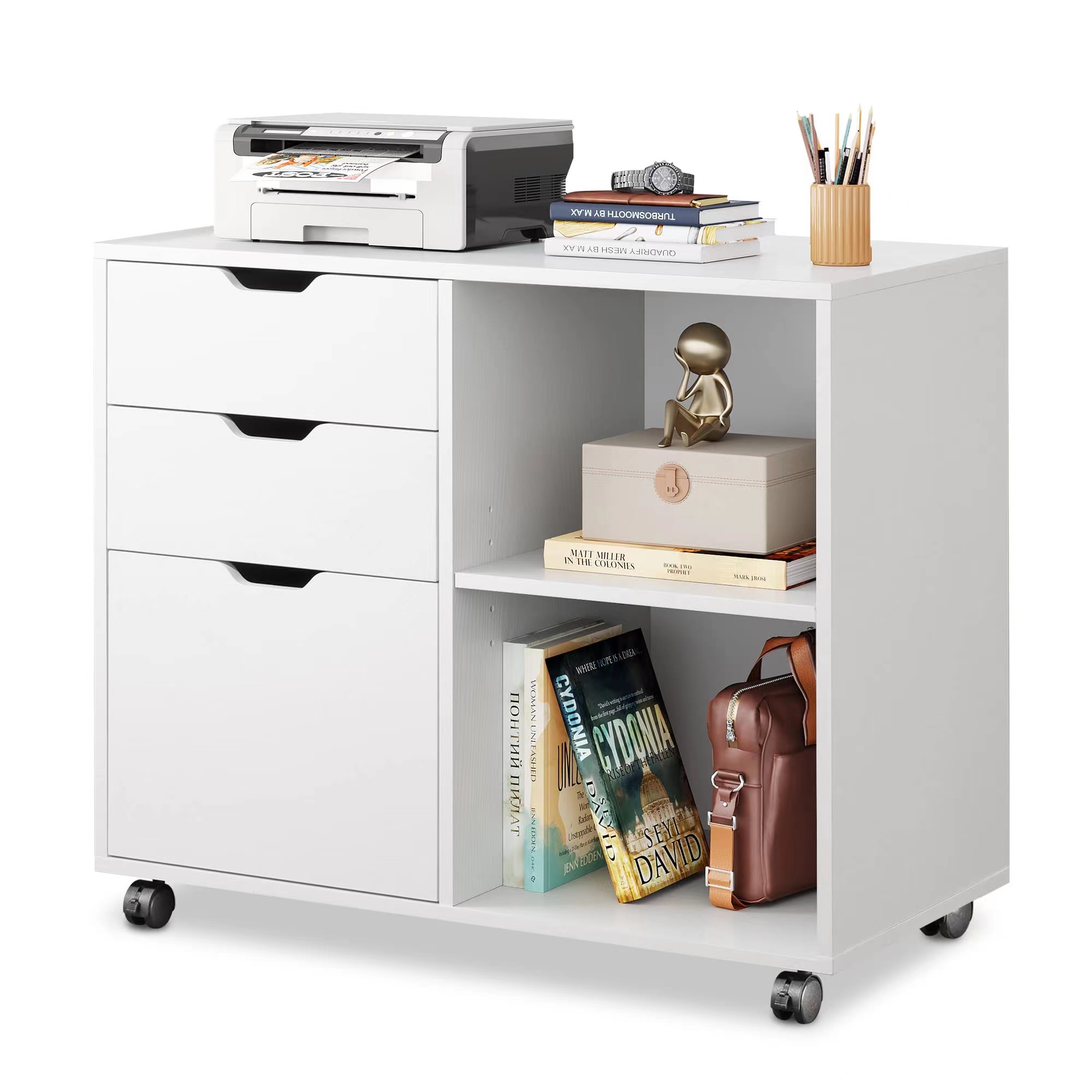 3-Drawer Wood File Cabinet, Mo - Printer Stand ulasan dan harga