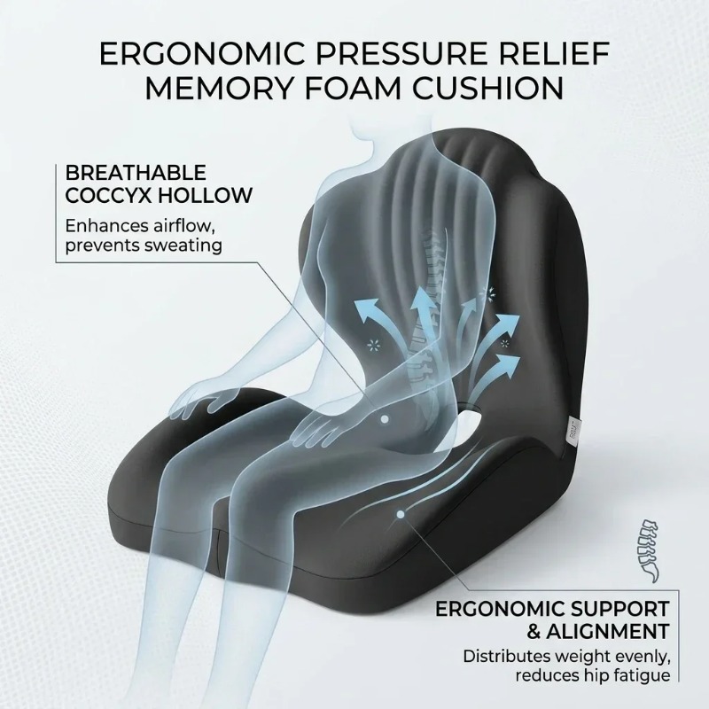 Coccyx Seat Cushion Memory Foa - Office Chair Cushion ulasan dan harga